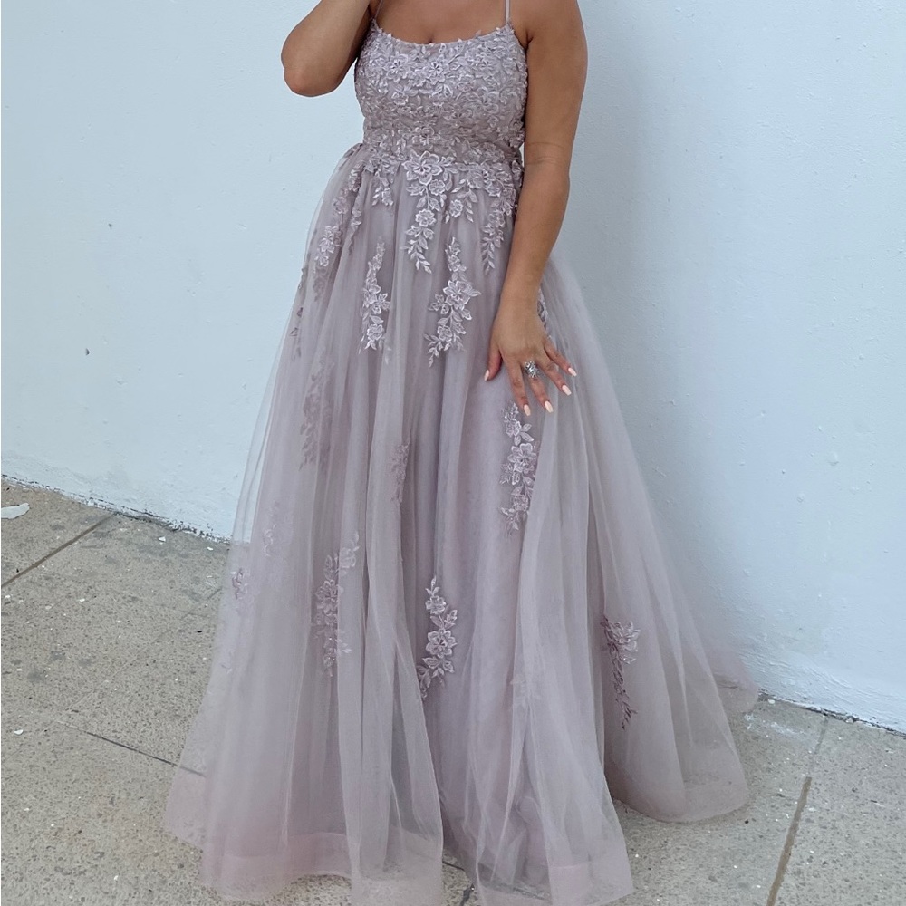 LA FEMME Mauve Prom Dress